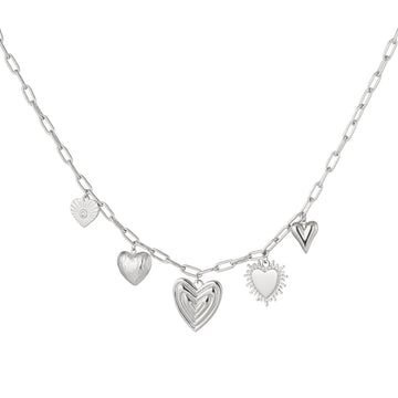 Bead Necklace Hearts For The Win Silver