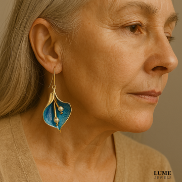 Vintage Blue Lotus Silver Earrings